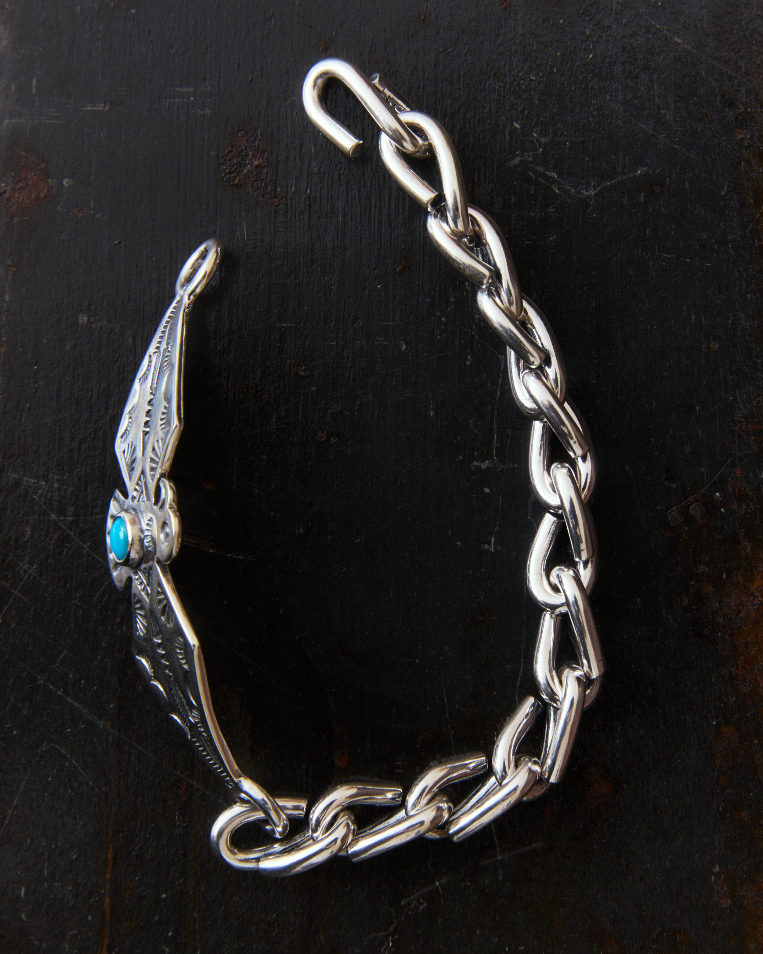 Larry Smith Thunderbird Chain Turquoise Bracelet BR-0099 – Second