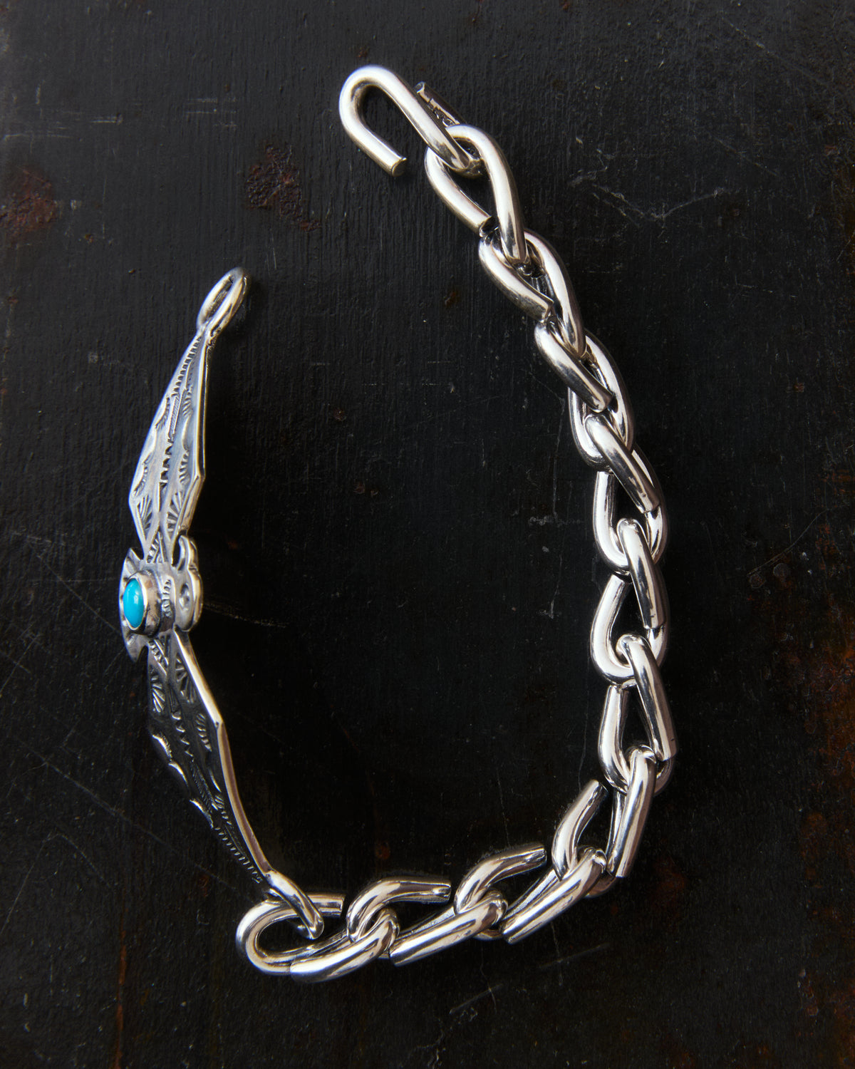 Larry Smith Thunderbird Chain Turquoise Bracelet BR-0099
