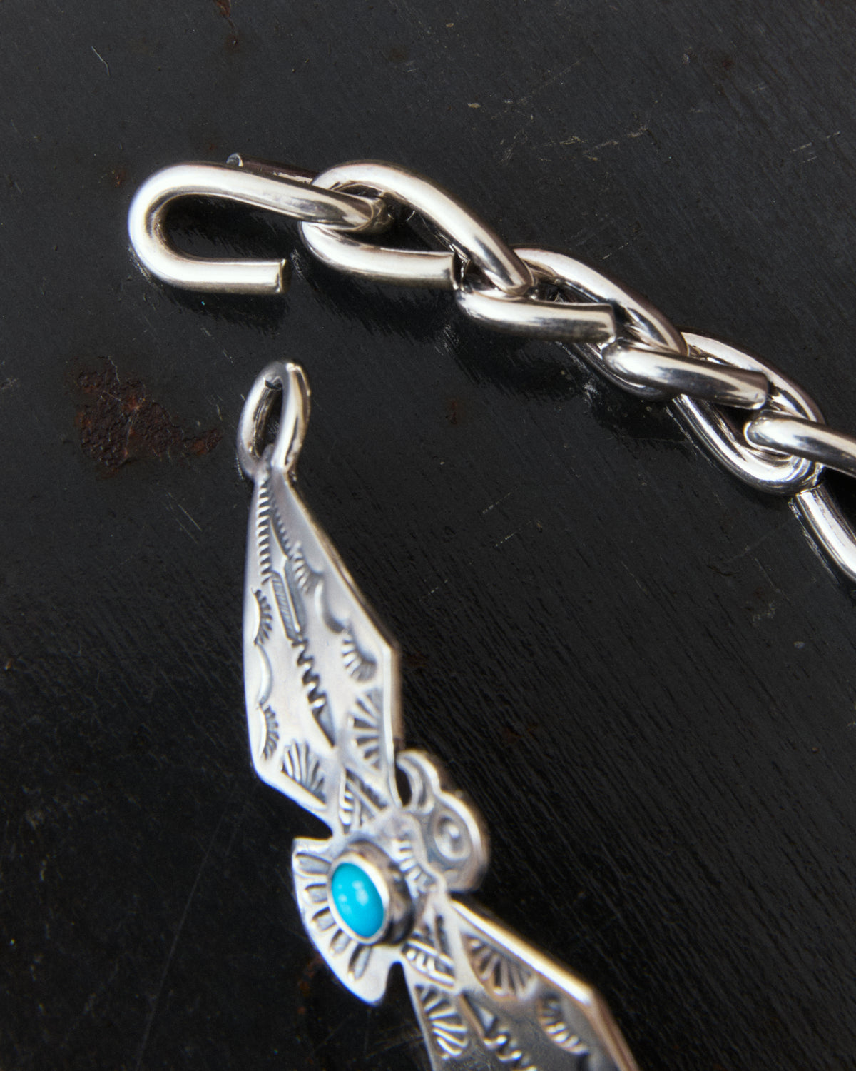 Larry Smith Thunderbird Chain Turquoise Bracelet BR-0099