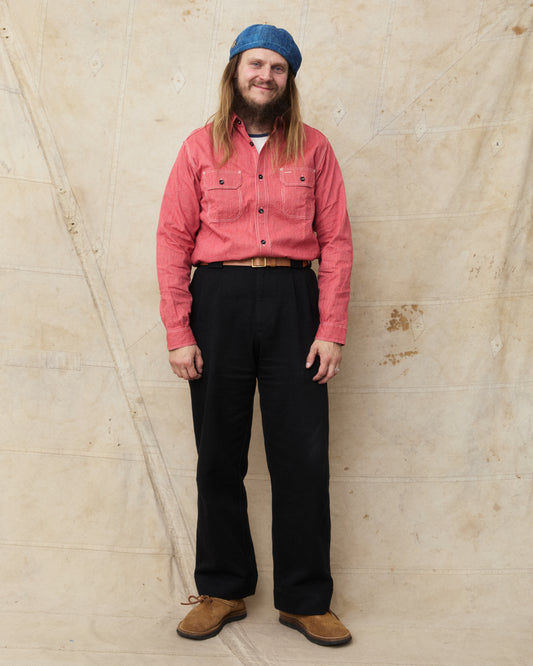 Sugar Cane & Co. SC25511 165 Red Striped Work Shirt