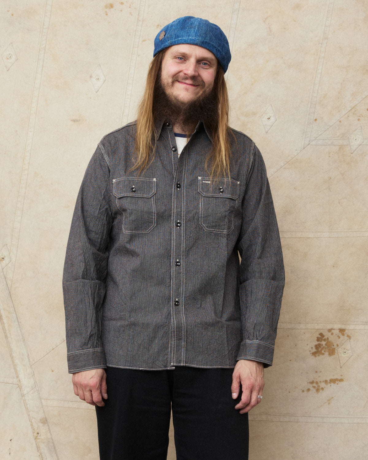 Sugar Cane & Co. SC25511 119 Black Striped Work Shirt