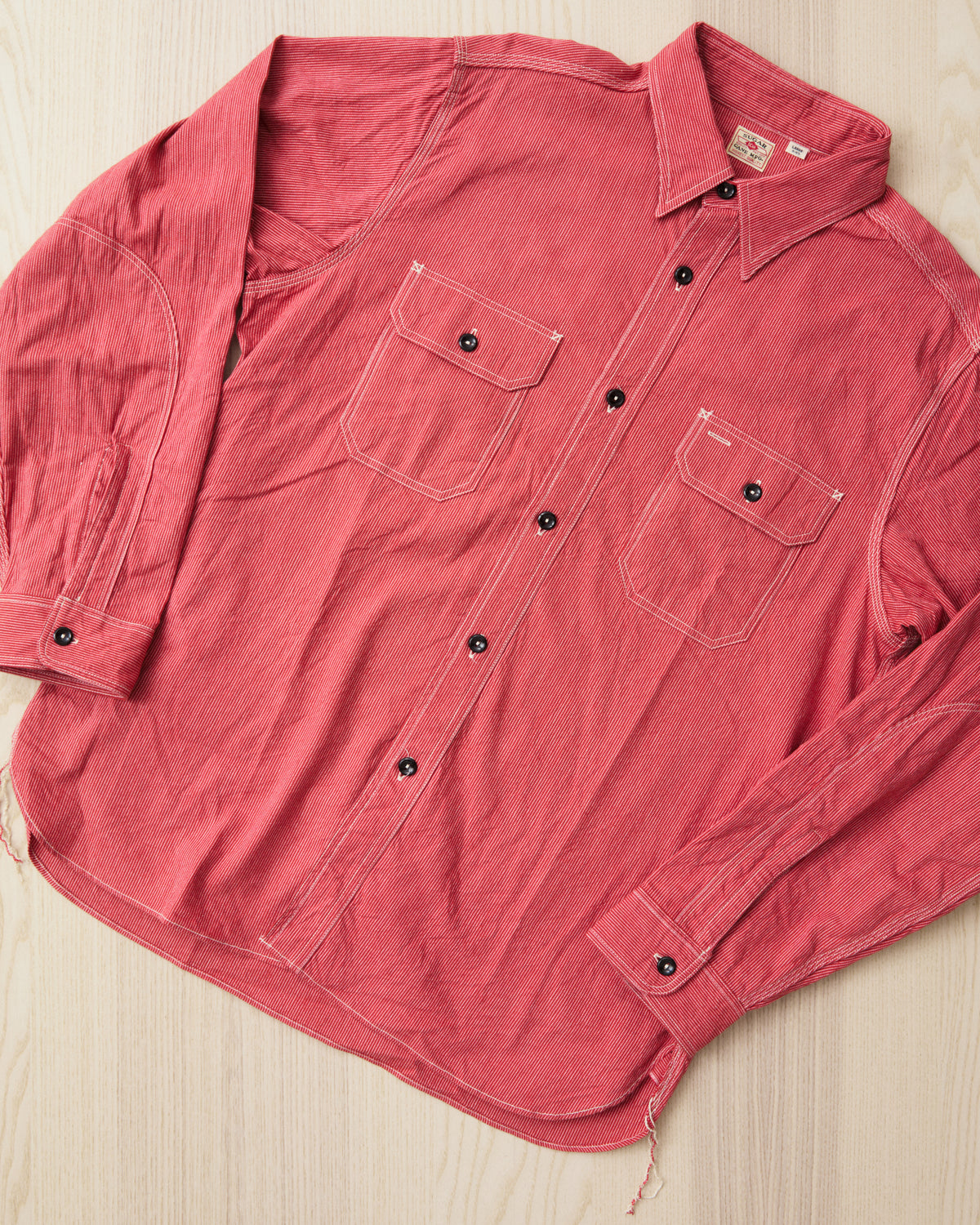 Sugar Cane & Co. SC25511 165 Red Striped Work Shirt