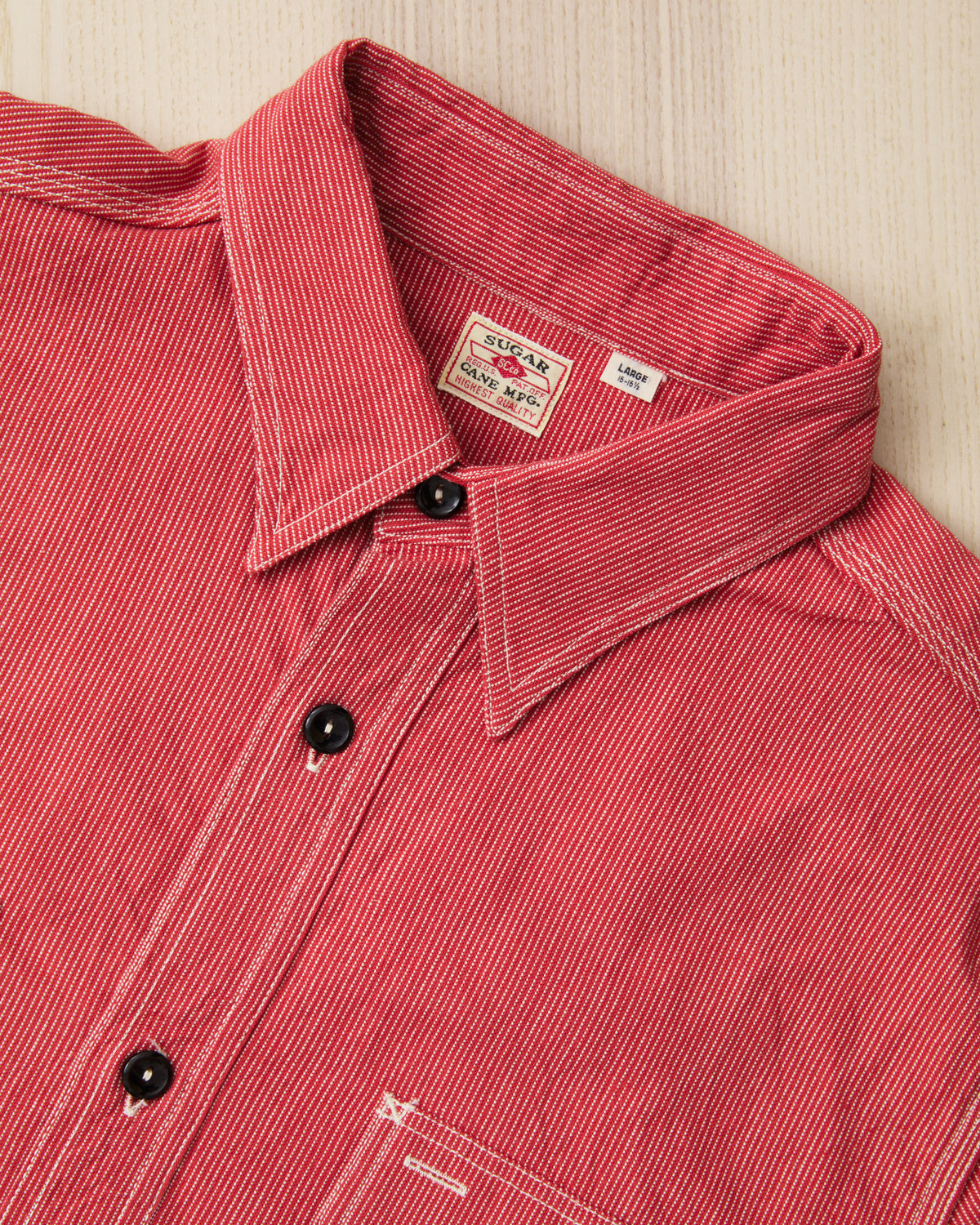 Sugar Cane & Co. SC25511 165 Red Striped Work Shirt