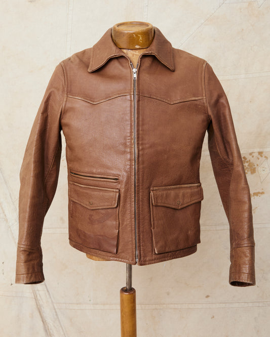 Second Hand Levi's Vintage Clothing LVC 1940's Halfbelt Leather Jacket Size S (XS)