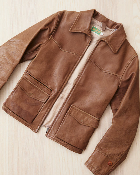 Second Hand Levi's Vintage Clothing LVC 1940's Halfbelt Leather Jacket Size S (XS)