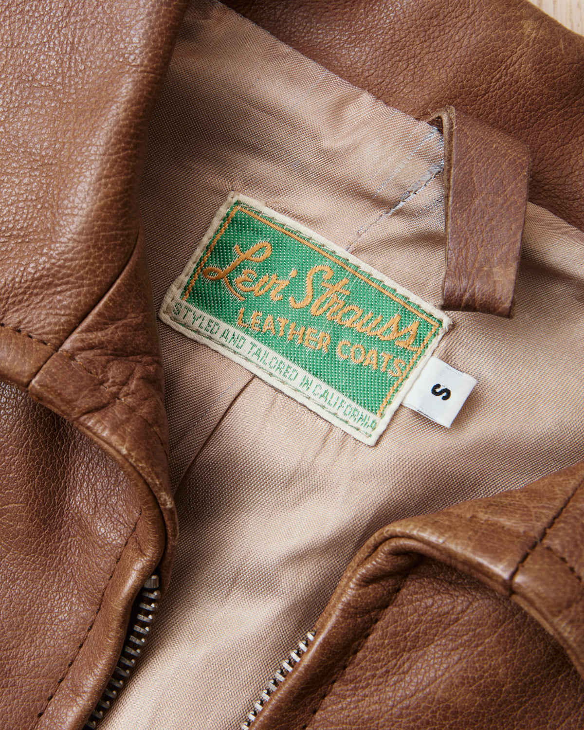 Second Hand Levi's Vintage Clothing LVC 1940's Halfbelt Leather Jacket Size S (XS)