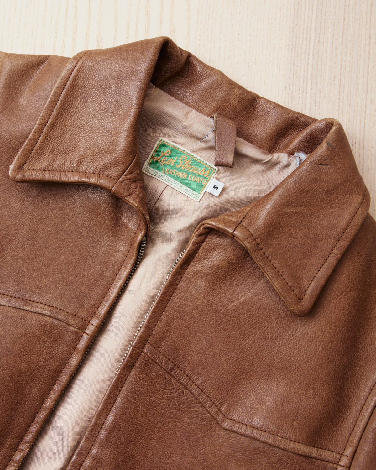 Second Hand Levi's Vintage Clothing LVC 1940's Halfbelt Leather Jacket Size S (XS)