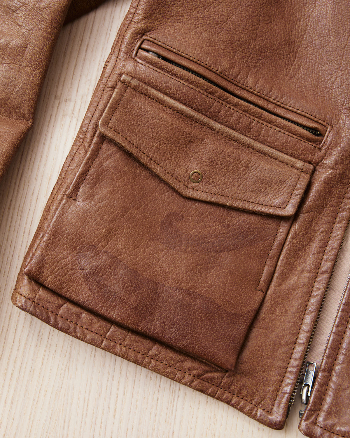 Second Hand Levi's Vintage Clothing LVC 1940's Halfbelt Leather Jacket Size S (XS)