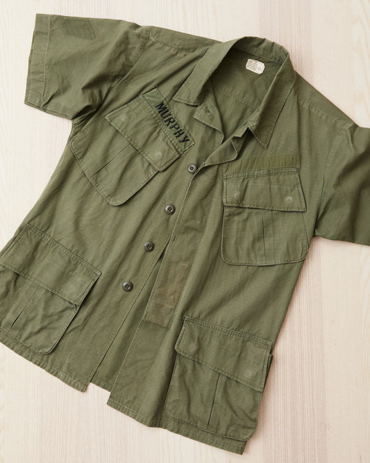 Vintage 1968 US Army Ripstop Tropical Short Sleeved Jacket Size: Small Short