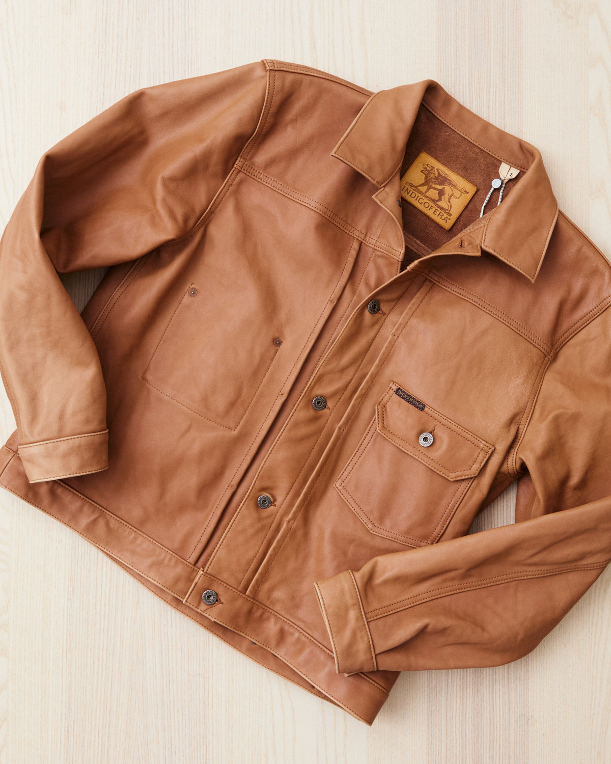 Second Hand Indigofera Grant Jacket Cognac Leather Size L