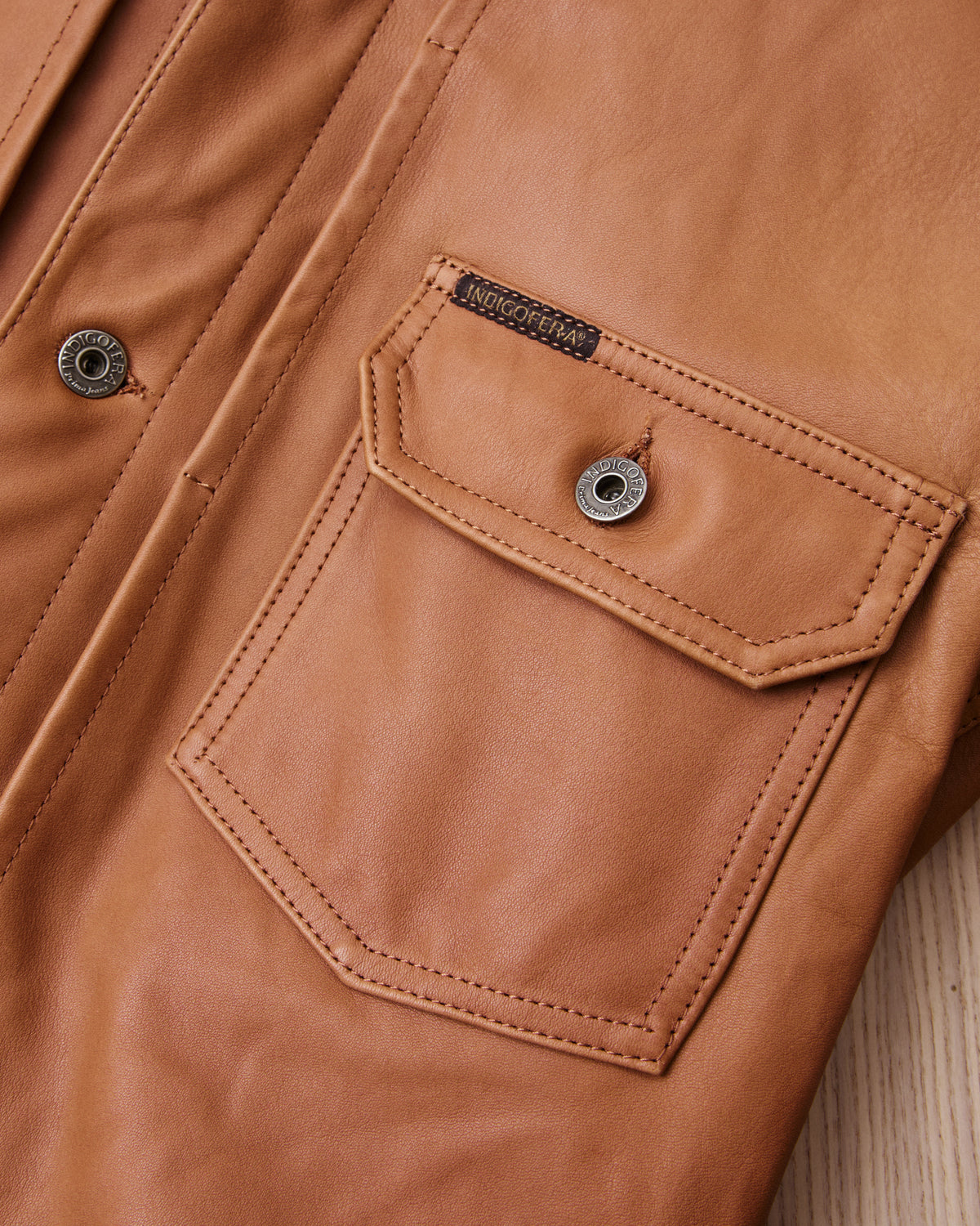 Second Hand Indigofera Grant Jacket Cognac Leather Size L