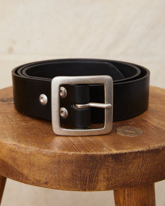 Lone Wolf Leather Belt Tärnsjö Black Veg Tanned Matt Nickel Buckle