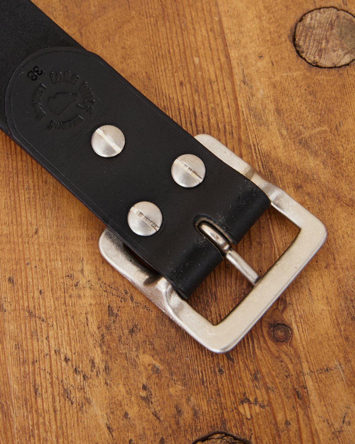 Lone Wolf Leather Belt Tärnsjö Black Veg Tanned Matt Nickel Buckle