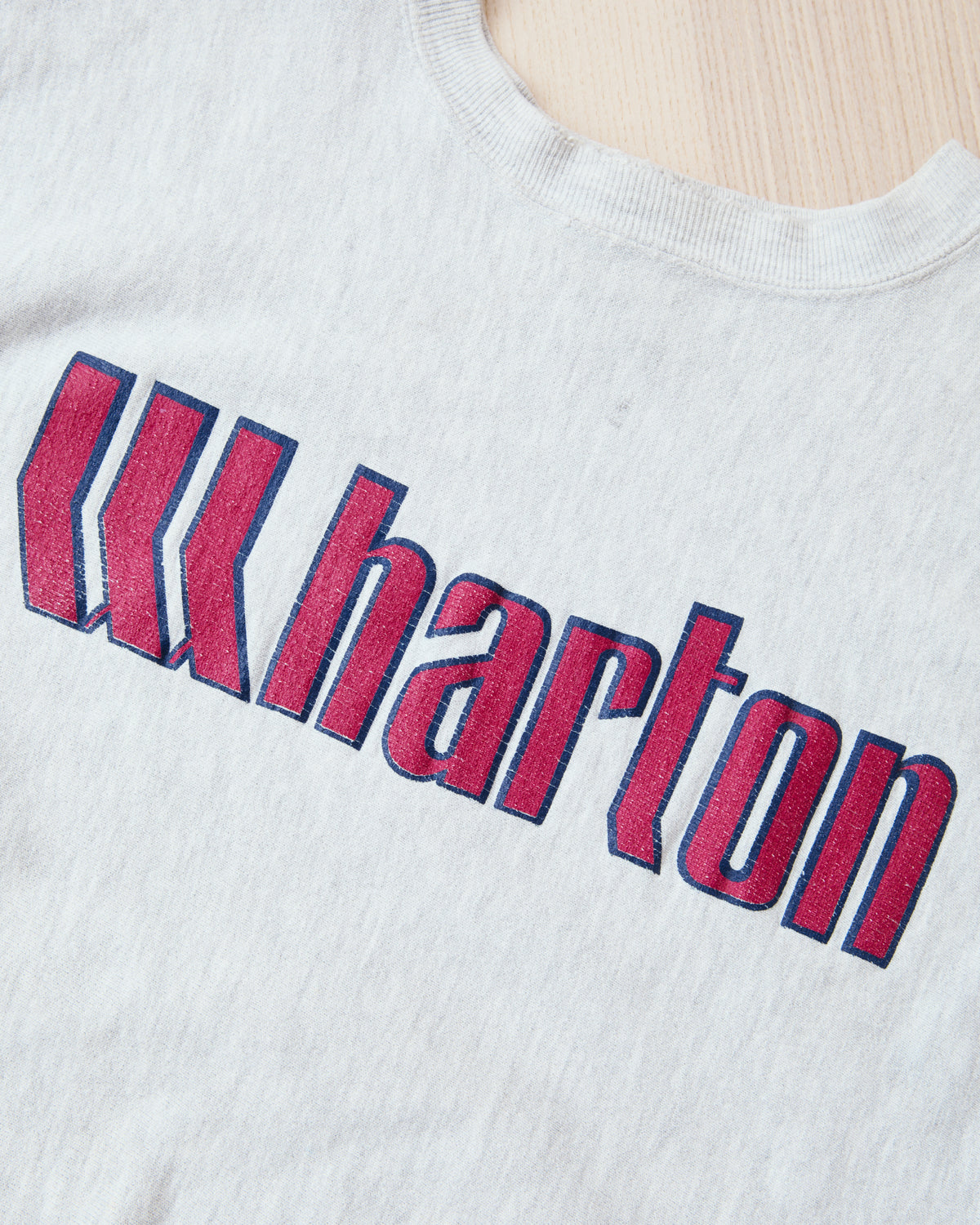 Vintage 90's Champion Reverse Weave Sweatshirt Wharton Sweatshirt Gray Melange L