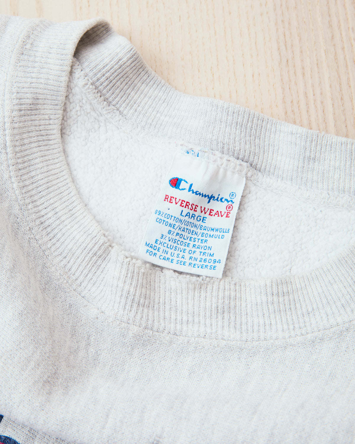Vintage 90's Champion Reverse Weave Sweatshirt Wharton Sweatshirt Gray Melange L