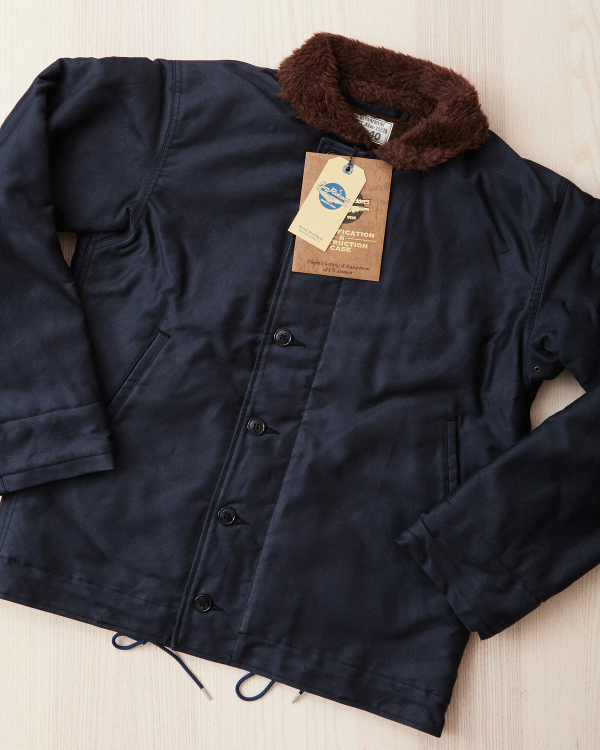 Buzz Rickson's BR15340 Type N-1 Deck Jacket Navy Demotex No Print