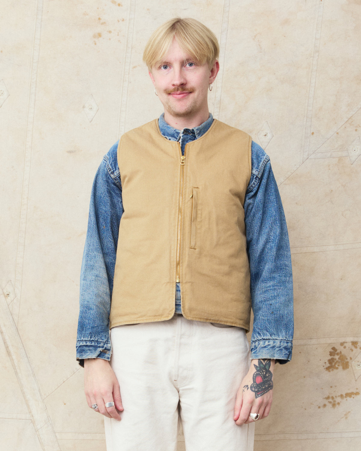 Indigofera Tectonic Lined Vest Beige