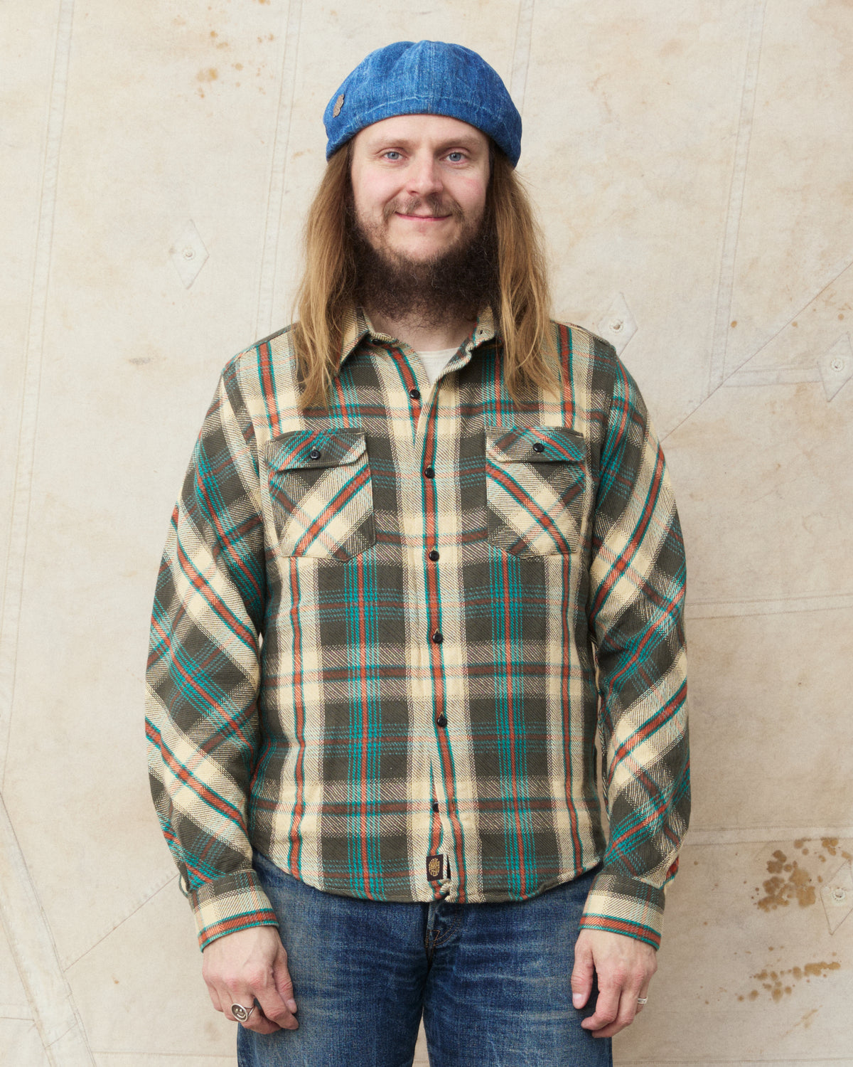 Indigofera Bryson Prima Flannel Shirt Check Charcoal/Beige