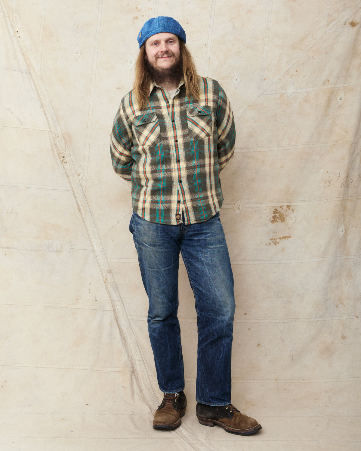 Indigofera Bryson Prima Flannel Shirt Check Charcoal/Beige