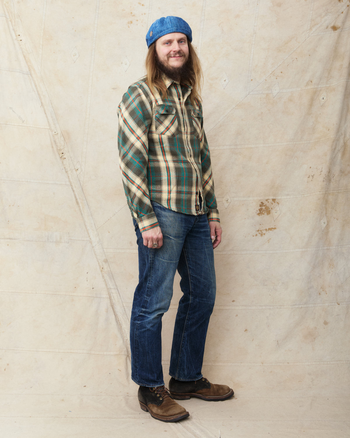 Indigofera Bryson Prima Flannel Shirt Check Charcoal/Beige