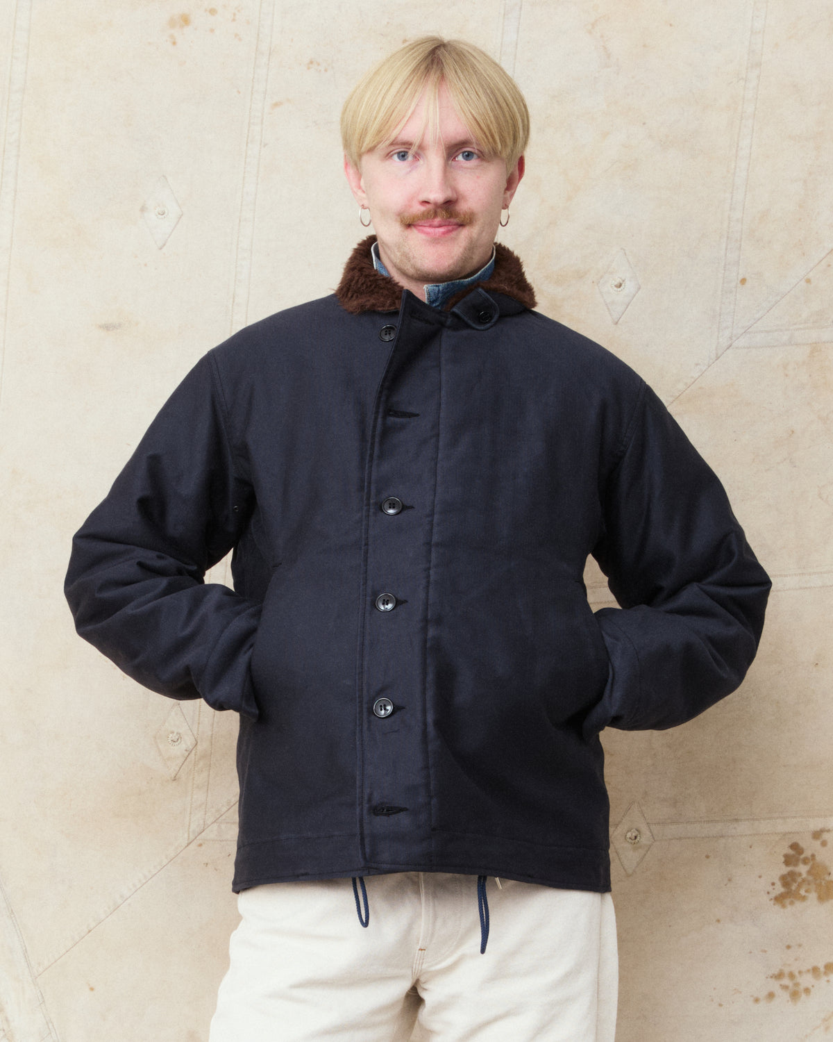Buzz Rickson's BR15340 Type N-1 Deck Jacket Navy Demotex No Print