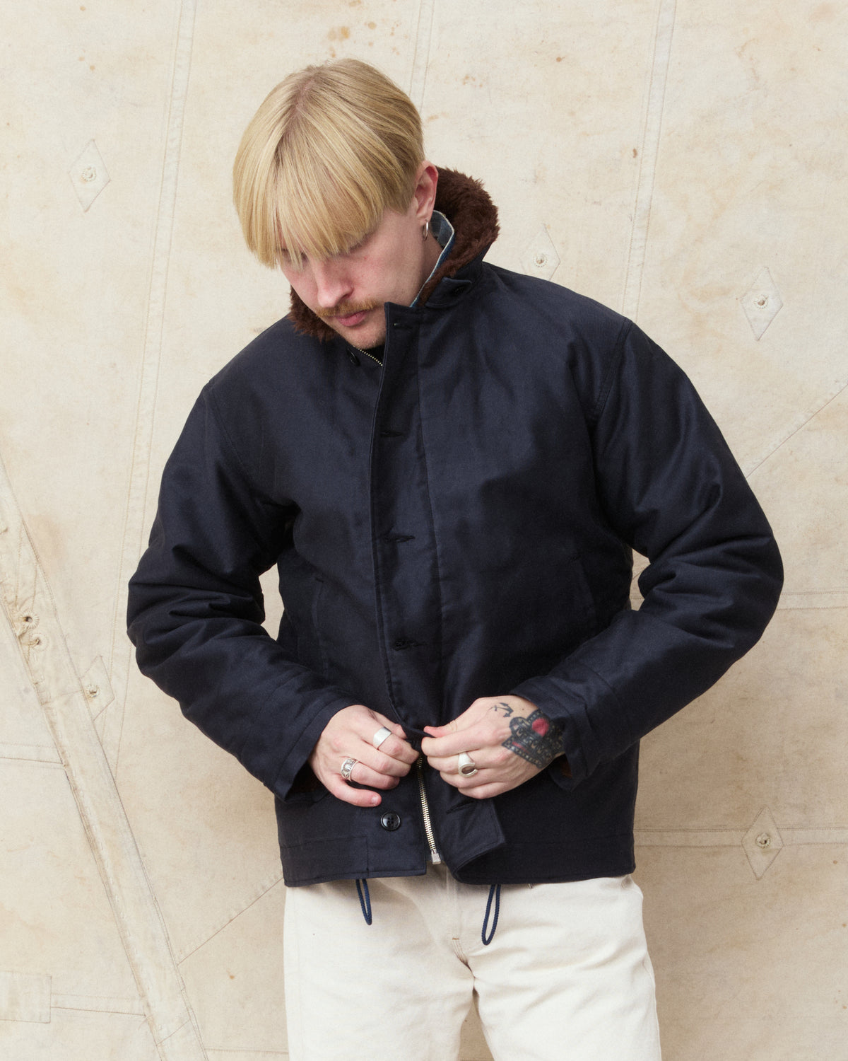 Buzz Rickson's BR15340 Type N-1 Deck Jacket Navy Demotex No Print