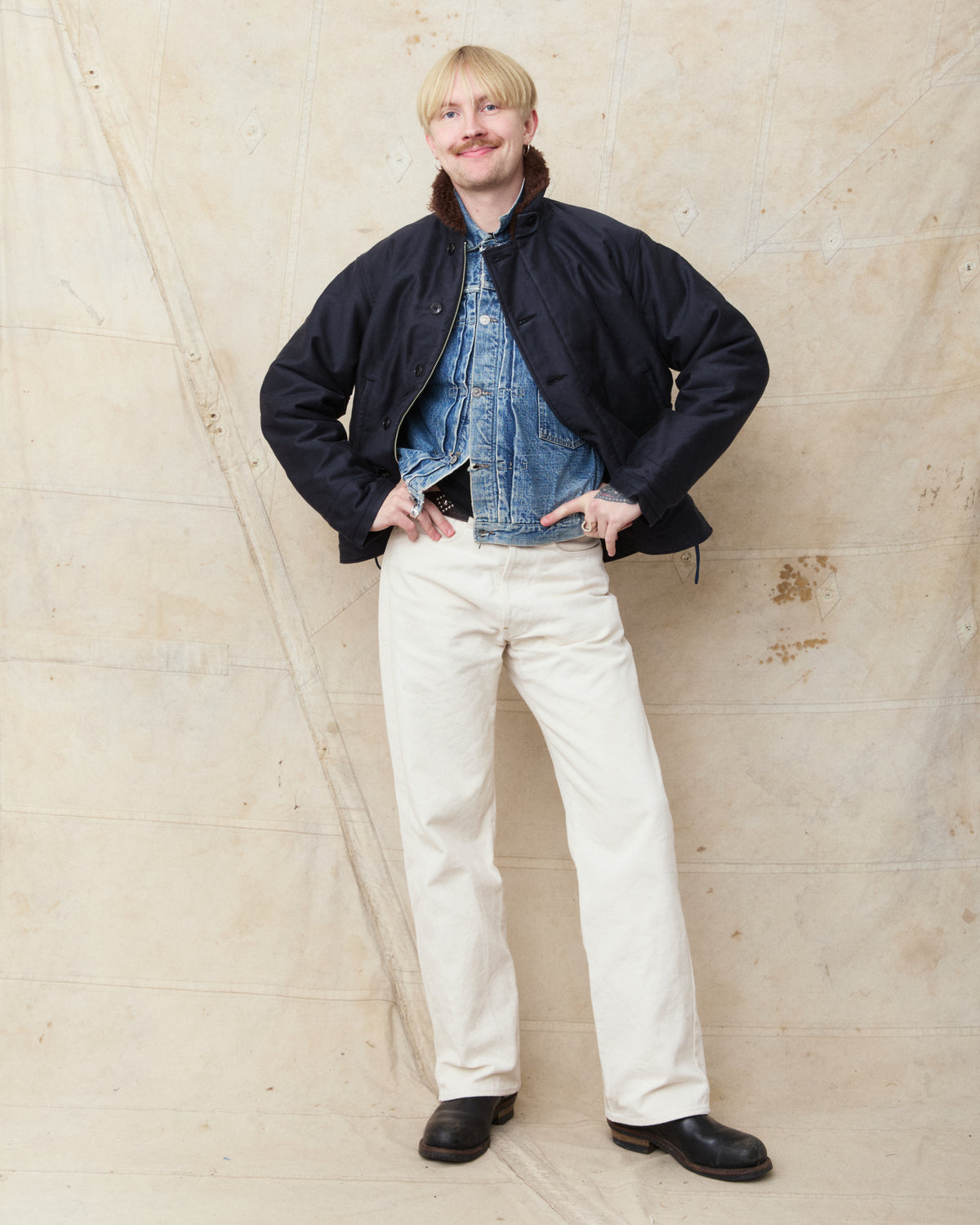 Buzz Rickson's BR15340 Type N-1 Deck Jacket Navy Demotex No Print