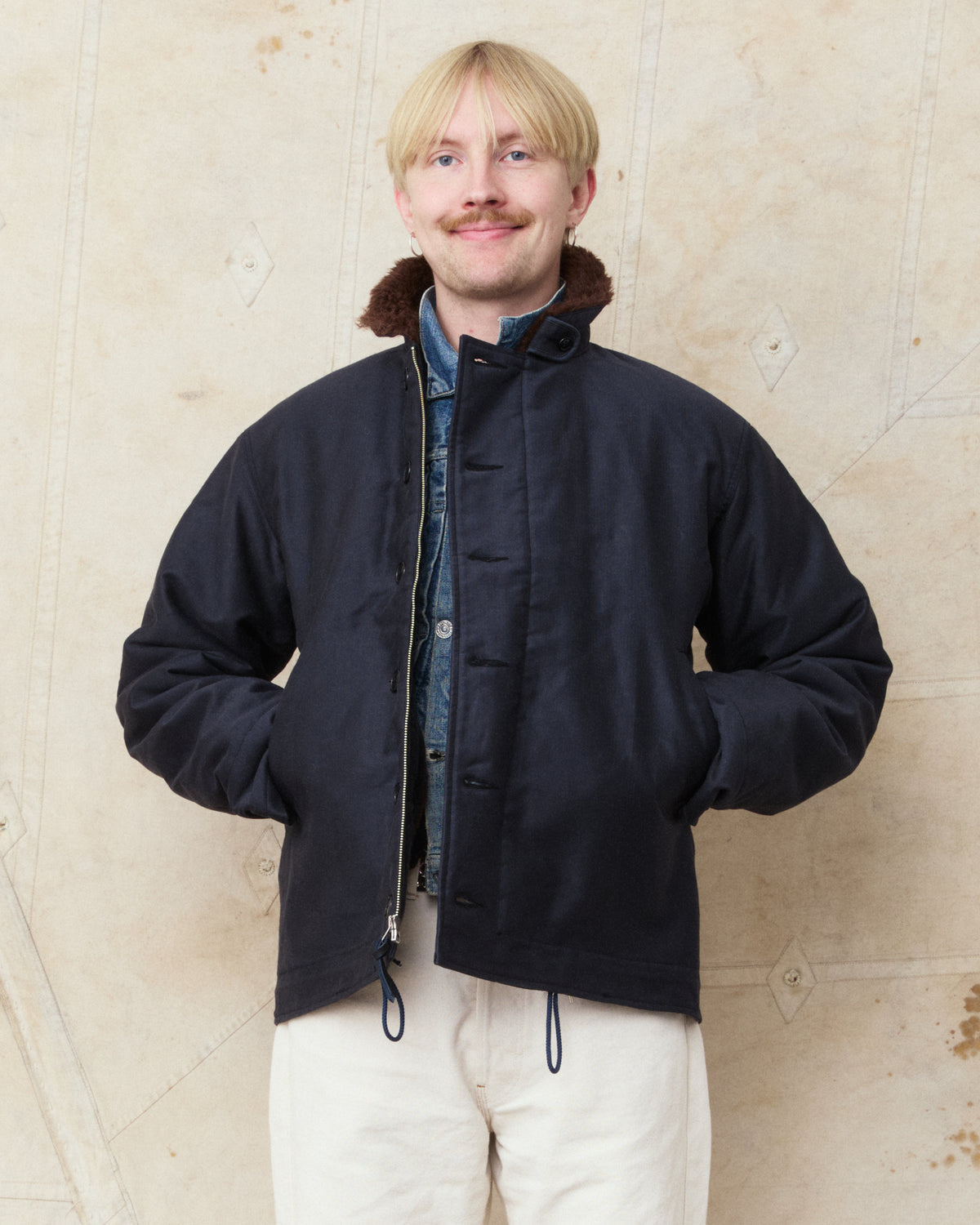Buzz Rickson's BR15340 Type N-1 Deck Jacket Navy Demotex No Print