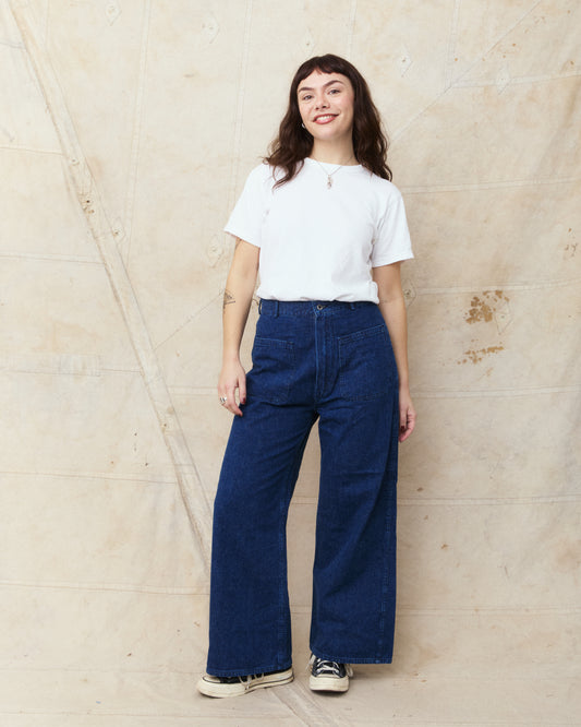 OrSlow 00-5131-S85K Womens Wide Flare Denim Sailor Pants