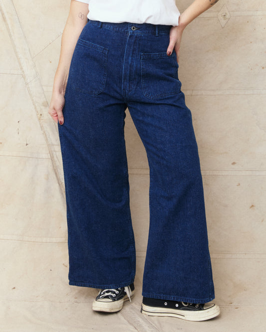 OrSlow 00-5131-S85K Womens Wide Flare Denim Sailor Pants