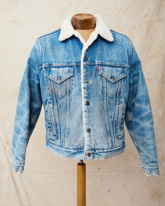 Vintage 80's Made in USA Levi's Denim Sherpa Trucker Jacket Size 42