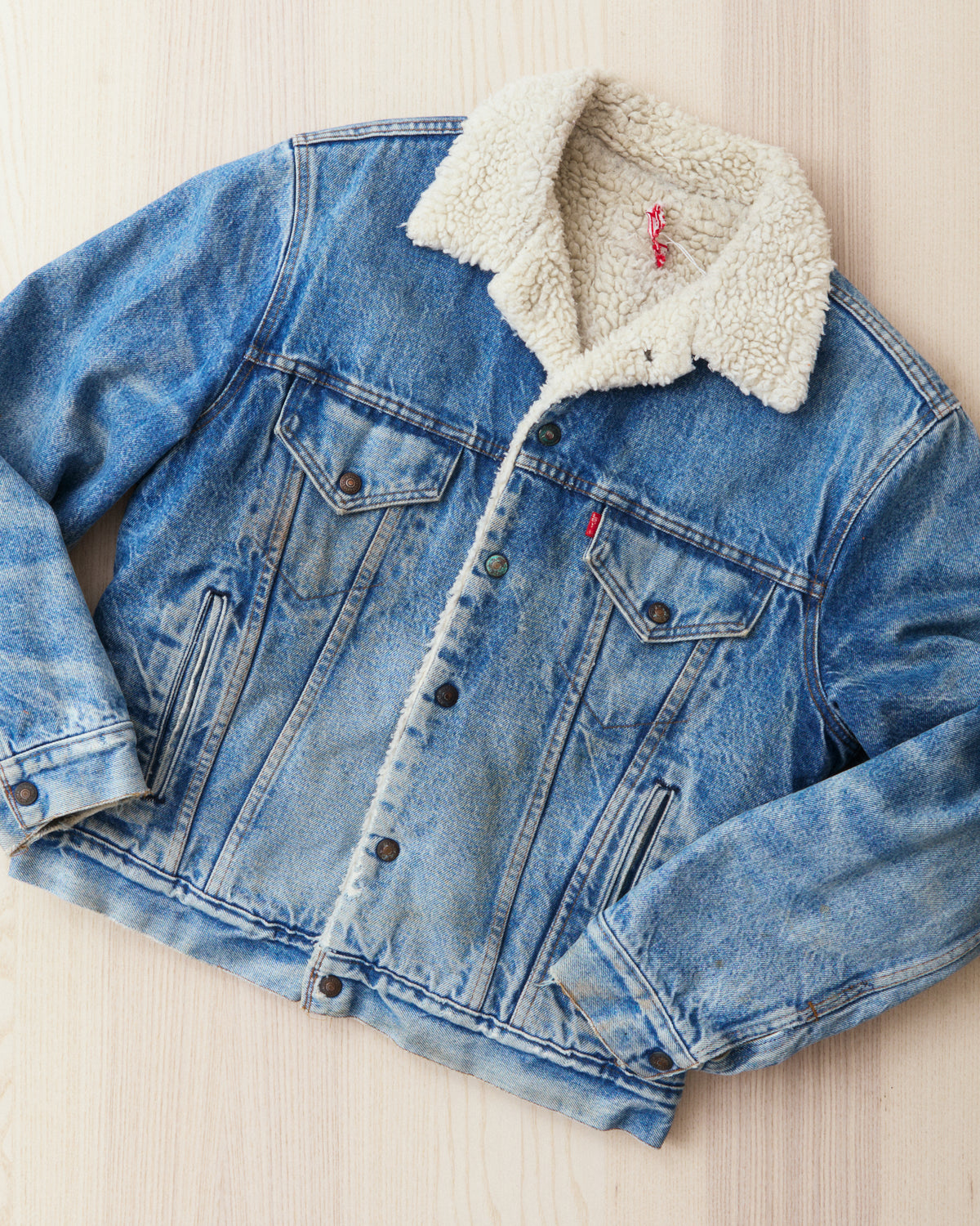 Vintage 80's Made in USA Levi's Denim Sherpa Trucker Jacket Size 42