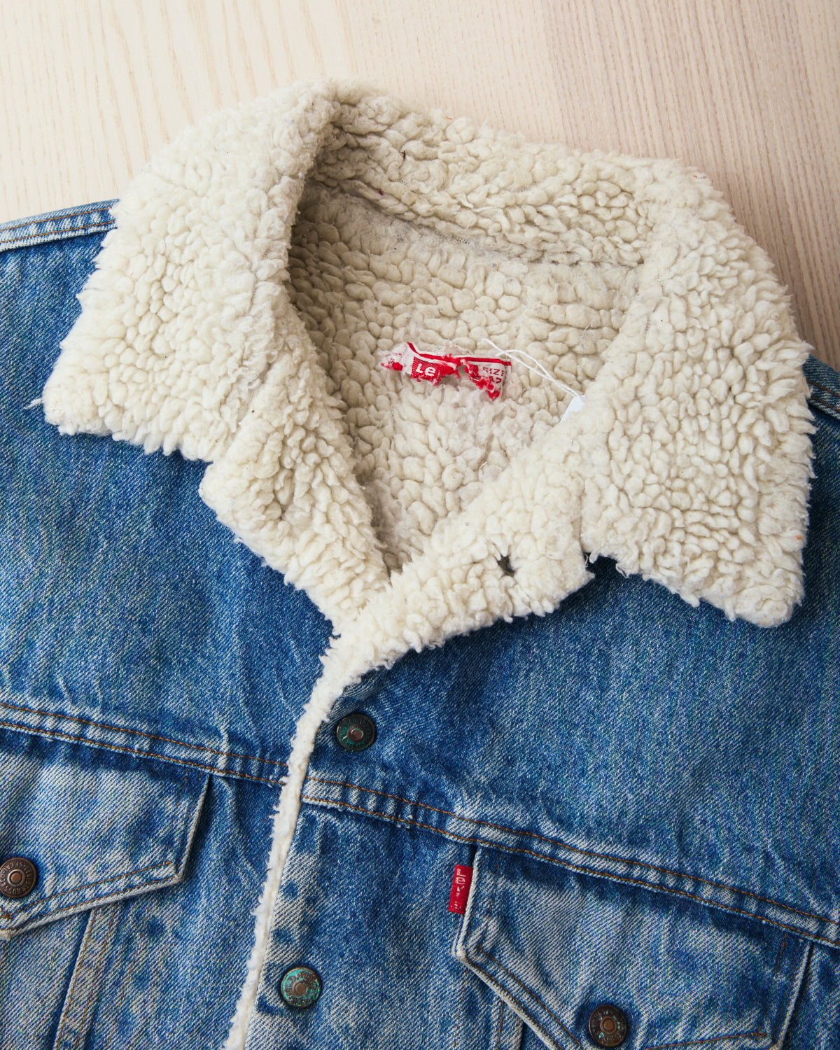 Vintage 80's Made in USA Levi's Denim Sherpa Trucker Jacket Size 42
