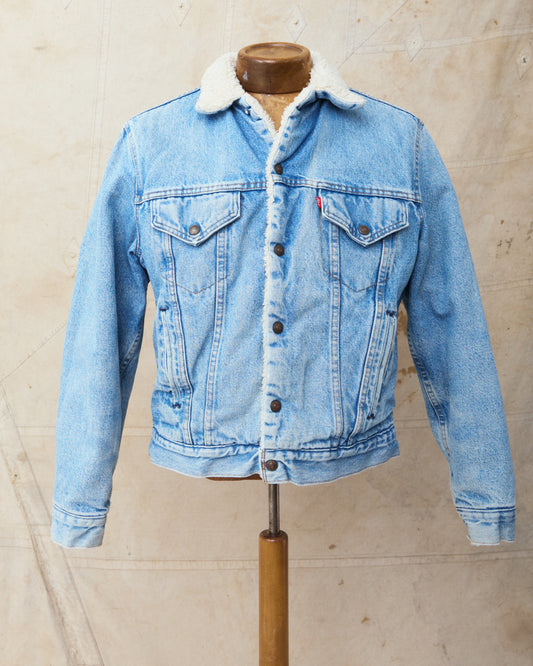 Vintage 80's Made in USA Levi's Denim Sherpa Trucker Jacket Size 40