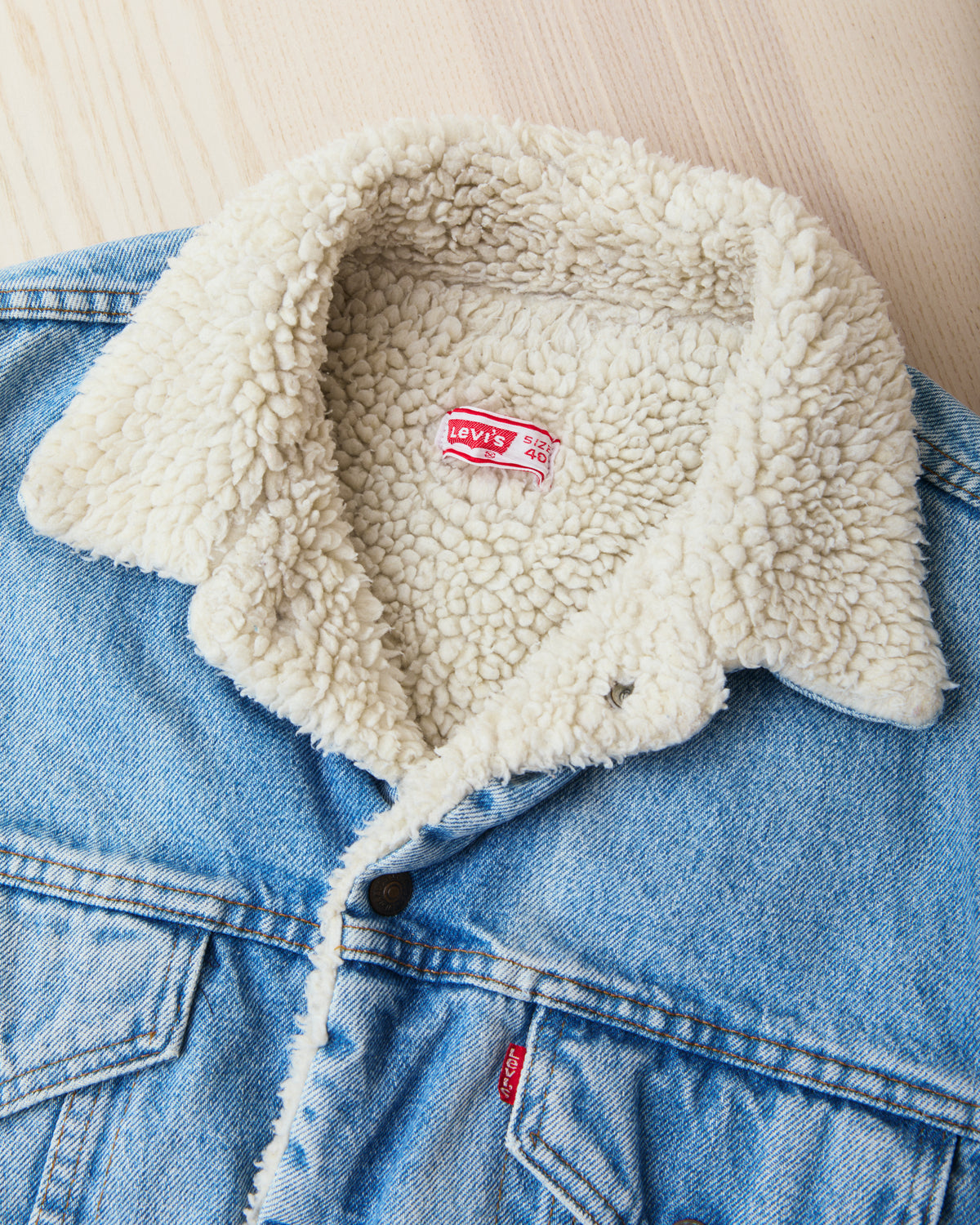 Vintage 80's Made in USA Levi's Denim Sherpa Trucker Jacket Size 40