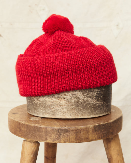 Heimat Wool U Boat Bobble Hat Safety Red