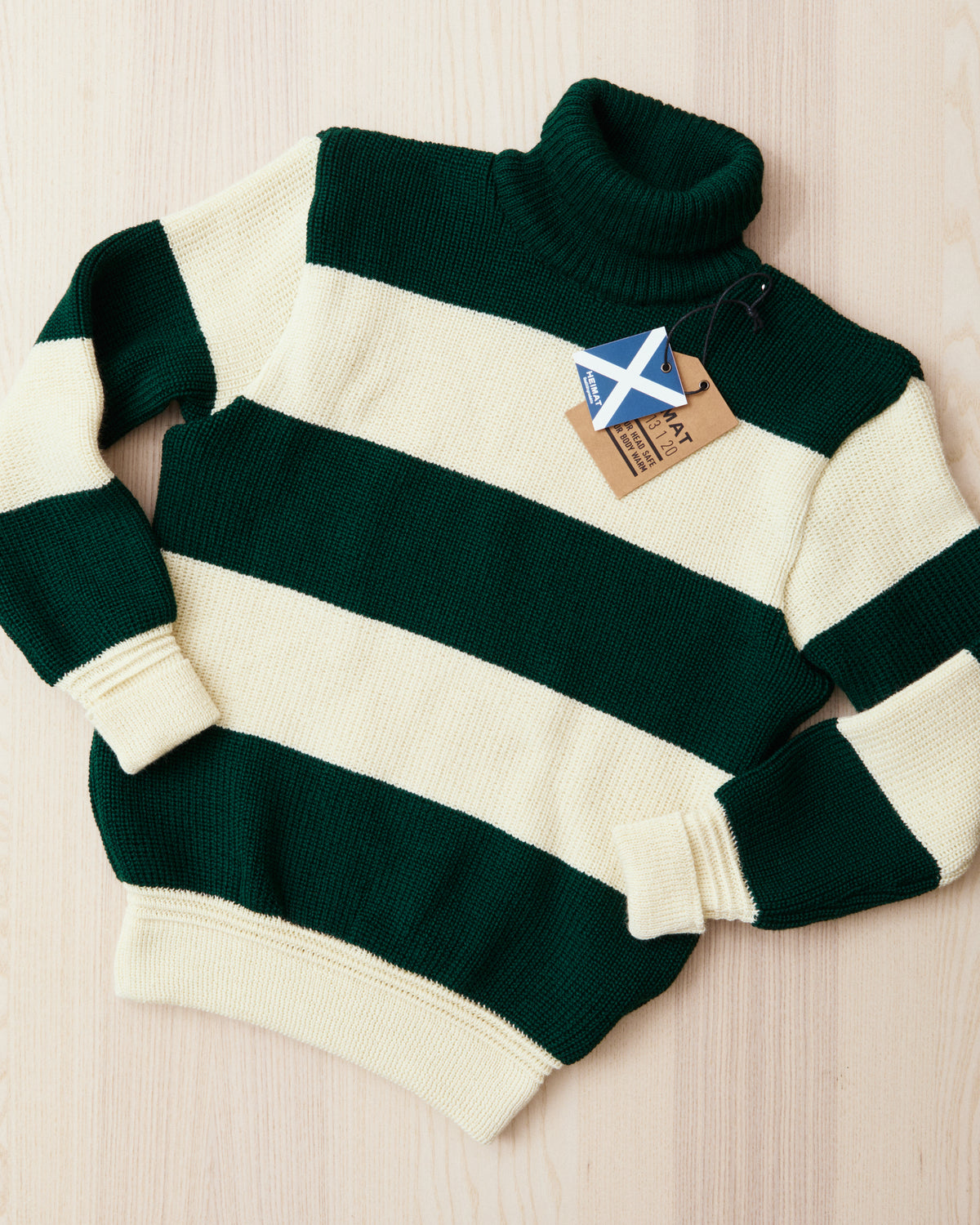 Heimat Signal Rollneck Wool Sweater Seashell / Tannen Green Rugby