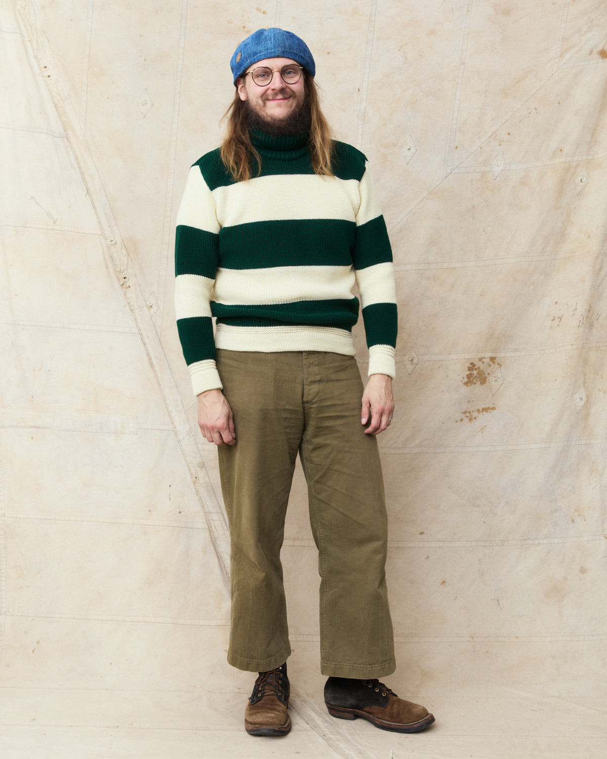 Heimat Signal Rollneck Wool Sweater Seashell / Tannen Green Rugby