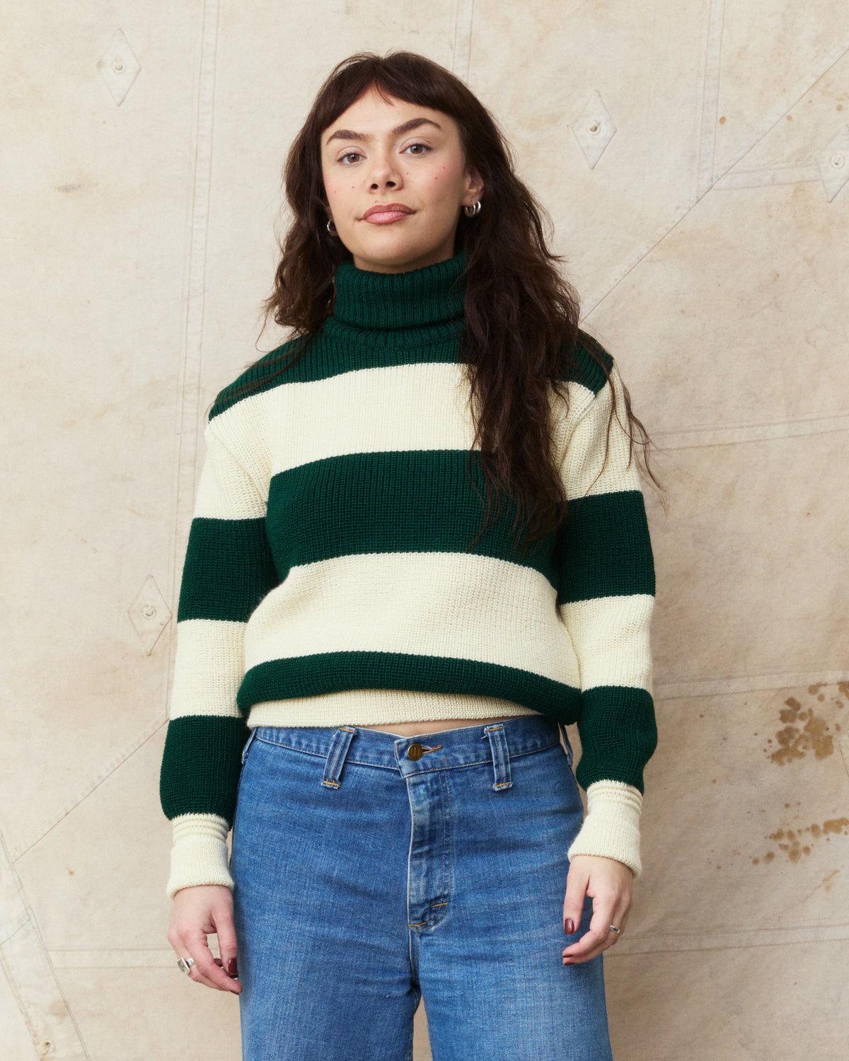 Heimat Signal Rollneck Wool Sweater Seashell / Tannen Green Rugby