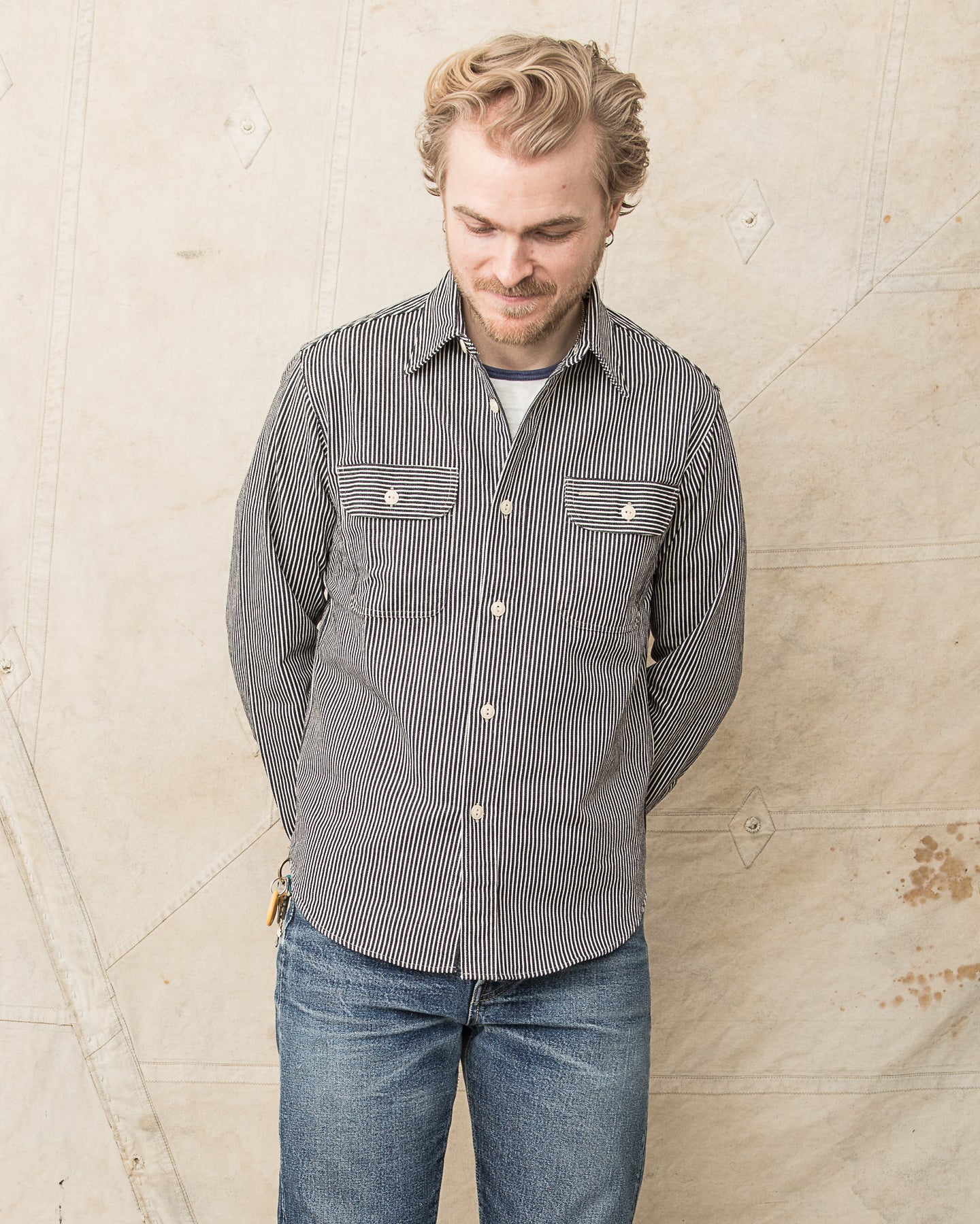 Sugar Cane & Co. Hickory Stripe Work Shirt Black SC27853 – Second