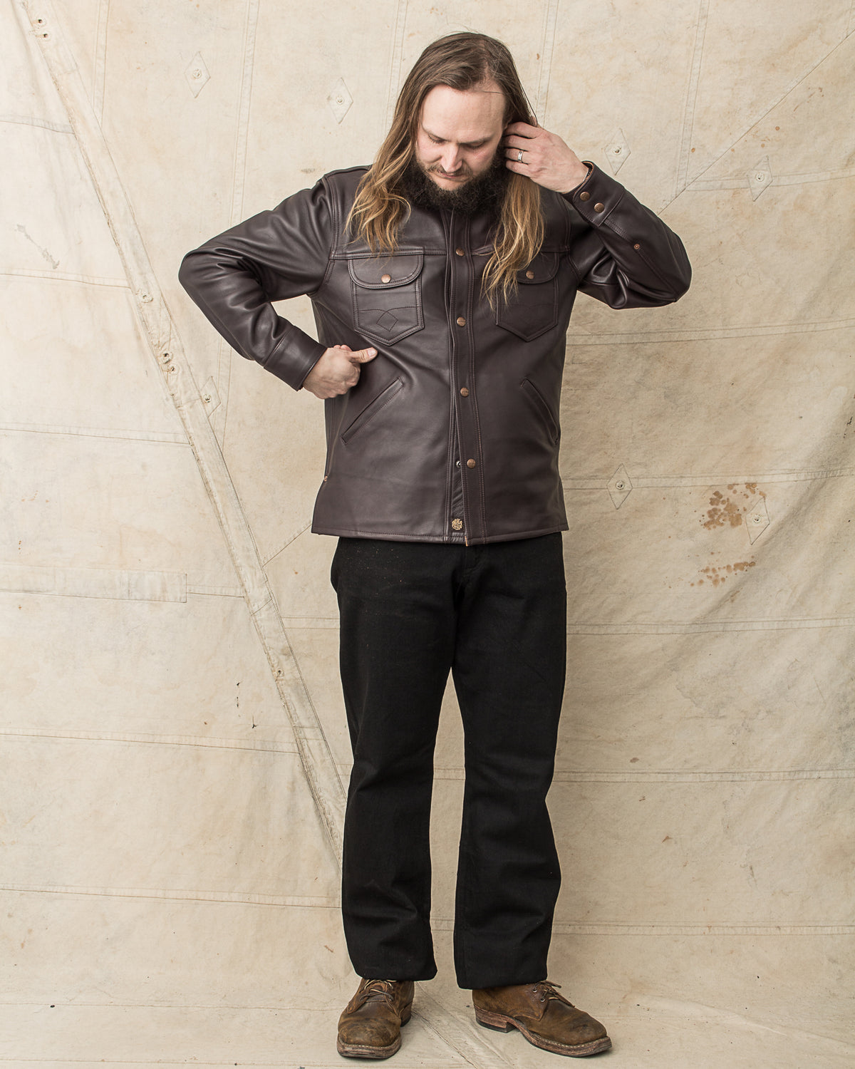 Indigofera Eagle Rising Leather Jacket Dark Burgundy Tea Core