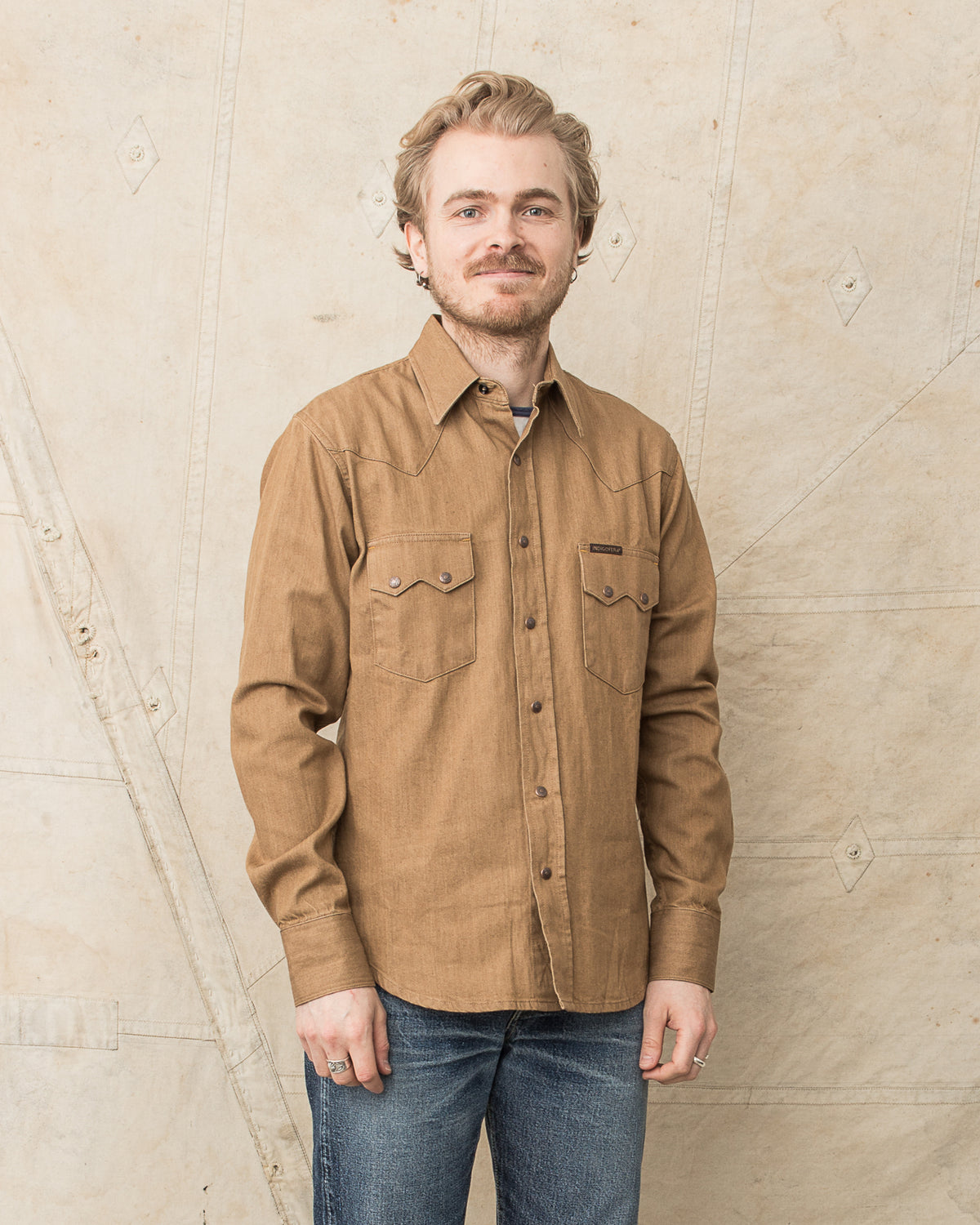 Indigofera Ryman Shirt Carson Beige Denim Rinsed