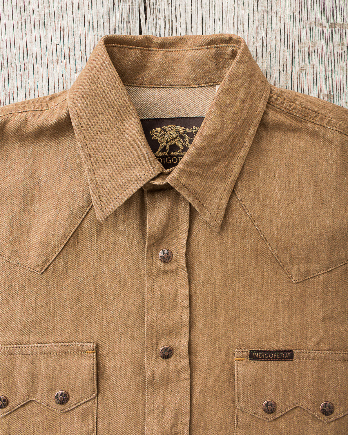 Indigofera Ryman Shirt Carson Beige Denim Rinsed