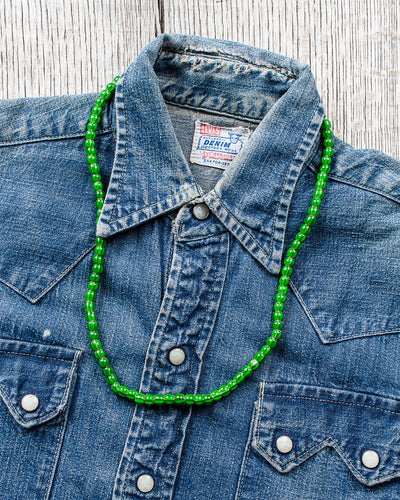 African White Heart Trade Beads Necklace Green