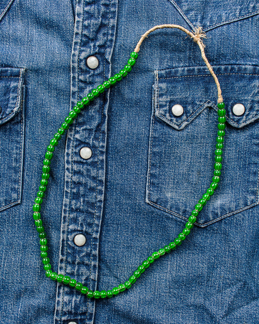 African White Heart Trade Beads Necklace Green