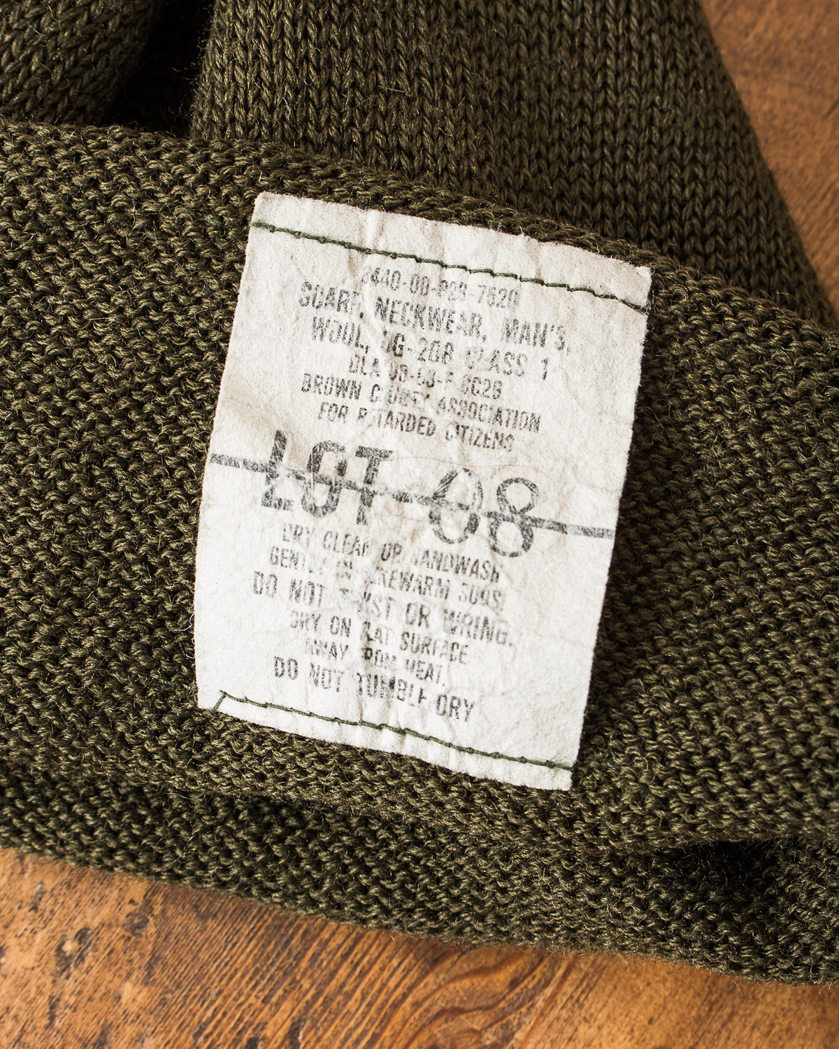 Vintage US Army Scarf Neckwear Wool Olive Green Lot 07 No 2