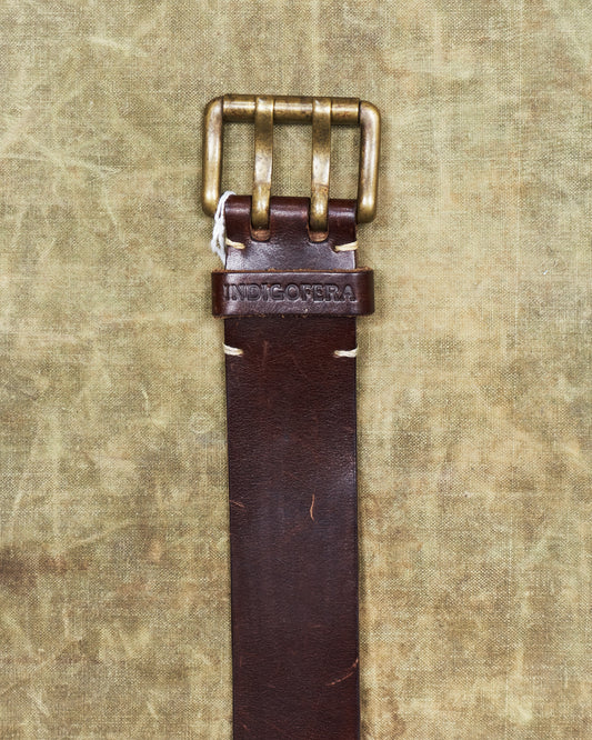 Second Hand Indigofera Danko Two Prong Leather Belt Brown Size 40