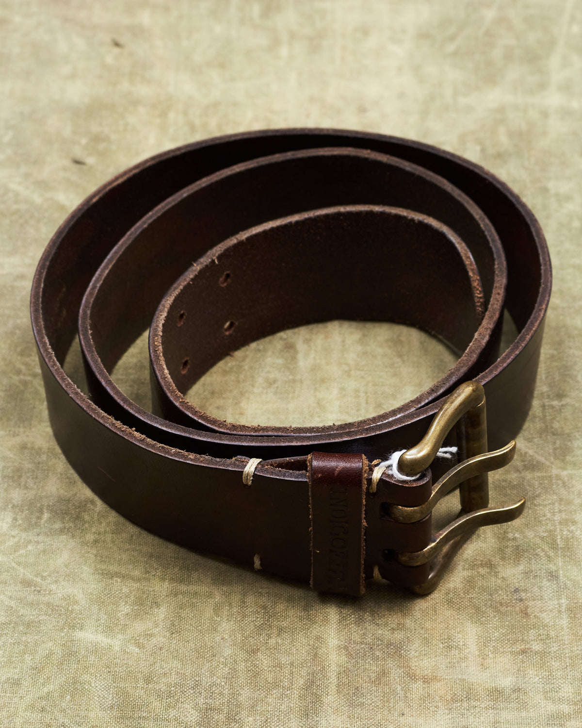 Second Hand Indigofera Danko Two Prong Leather Belt Brown Size 40
