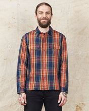 Indigofera Webster Flannel Shirt Heavy Cotton Check Navy / Orange / Brown / Turqouise