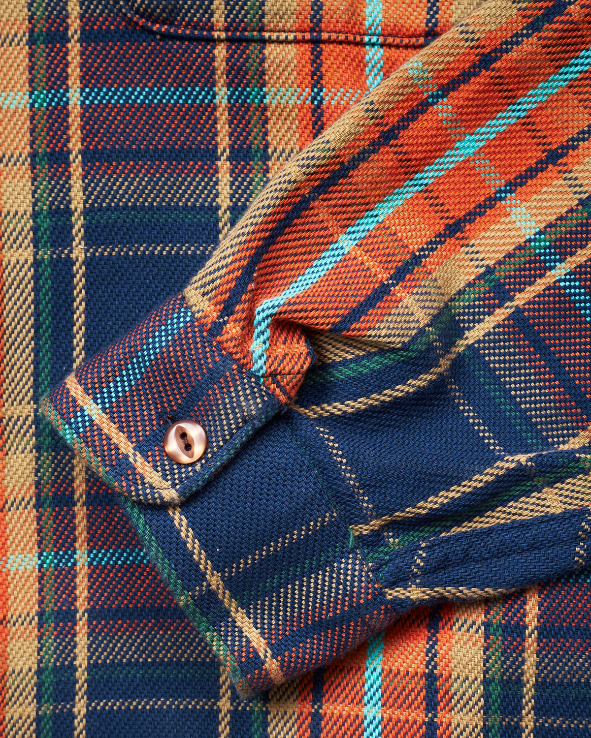 Indigofera Webster Flannel Shirt Heavy Cotton Check Navy / Orange / Brown / Turqouise